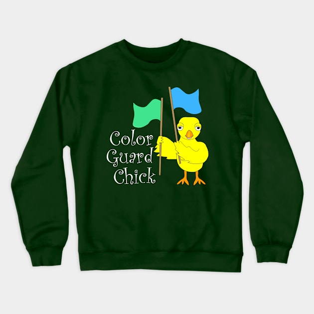 Color Guard Chick White Text Crewneck Sweatshirt by Barthol Graphics